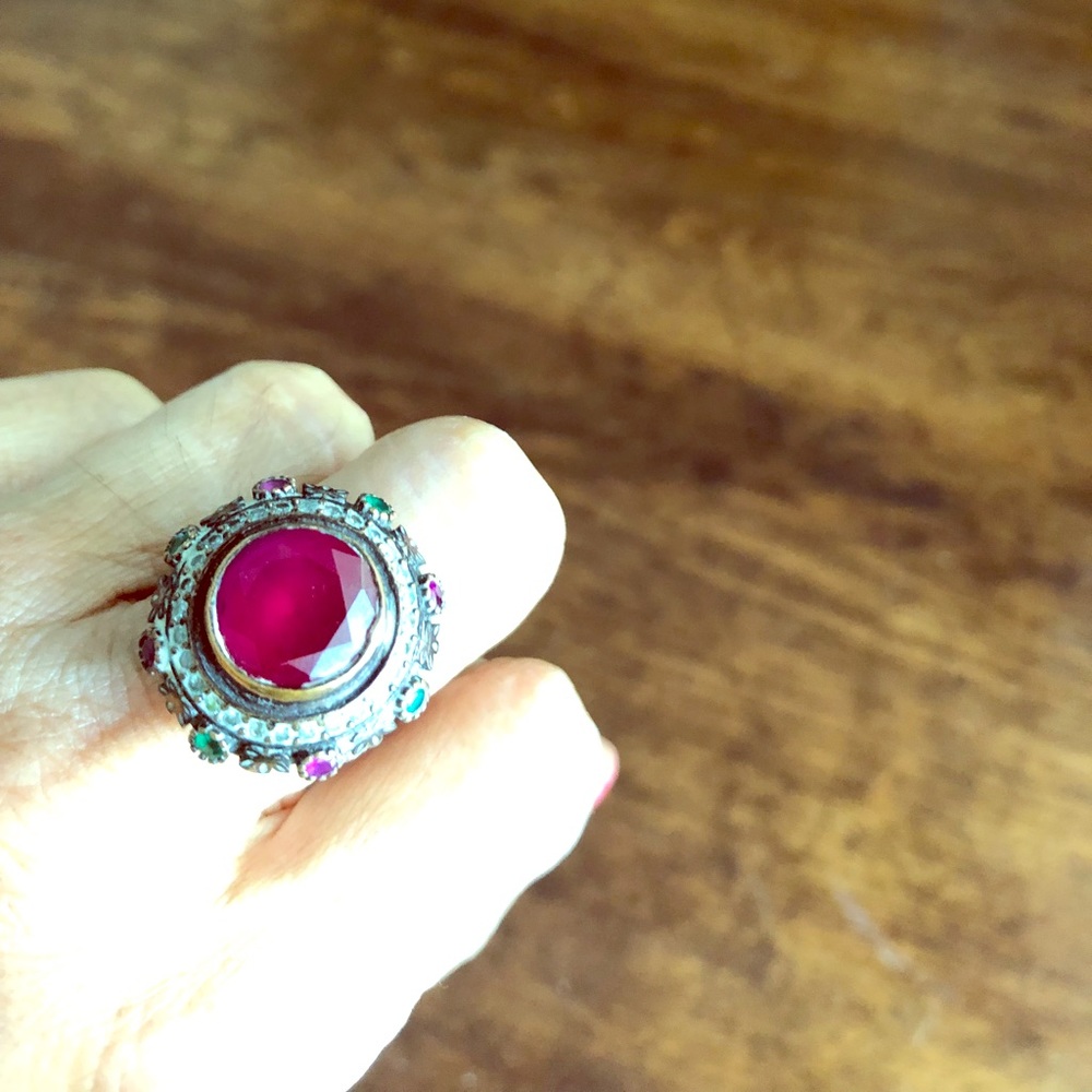 Silver Ring  with semi precious stones.